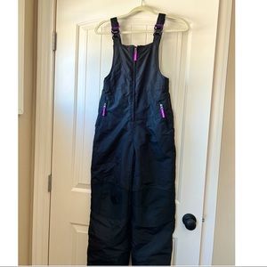 Girls Black/Purple Snow Bib Overall Size 10/12